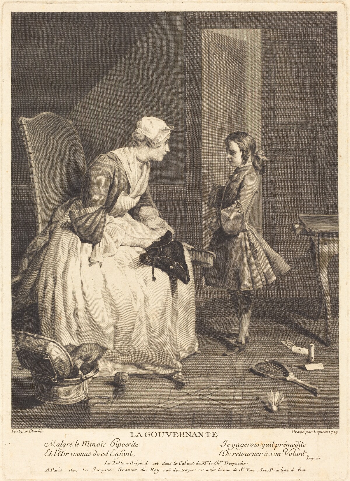 La Gouvernante by Bernard Lépicié after Jean Siméon Chardin