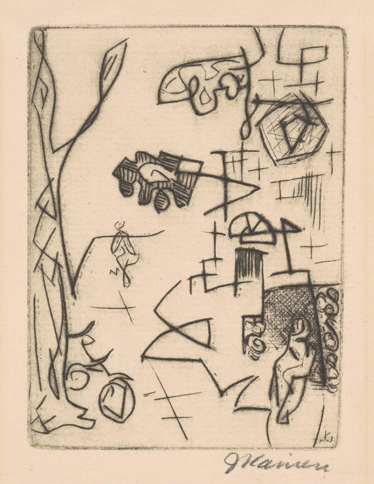 Street with Bicycle by Jacob Kainen