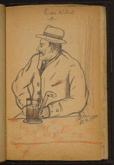 Man Holding a Cane, Seated at a Bar