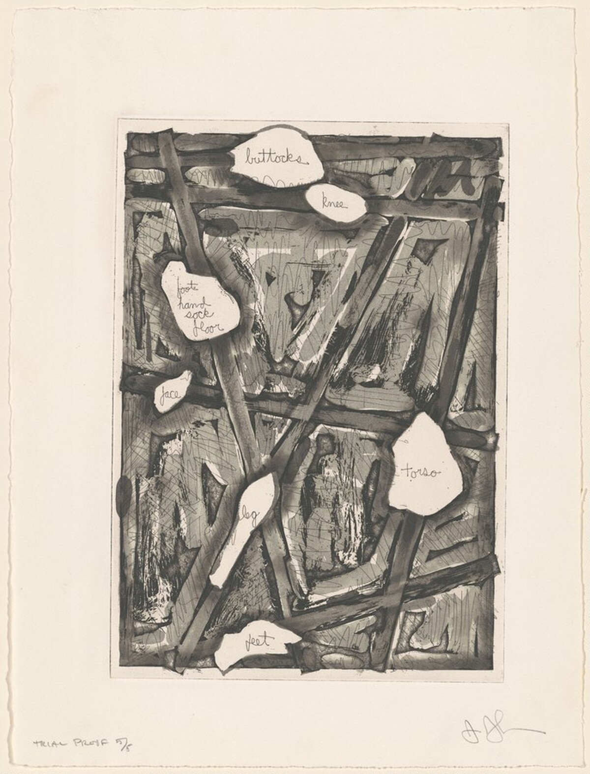 Casts (Words) [trial proof 5] by Jasper Johns
