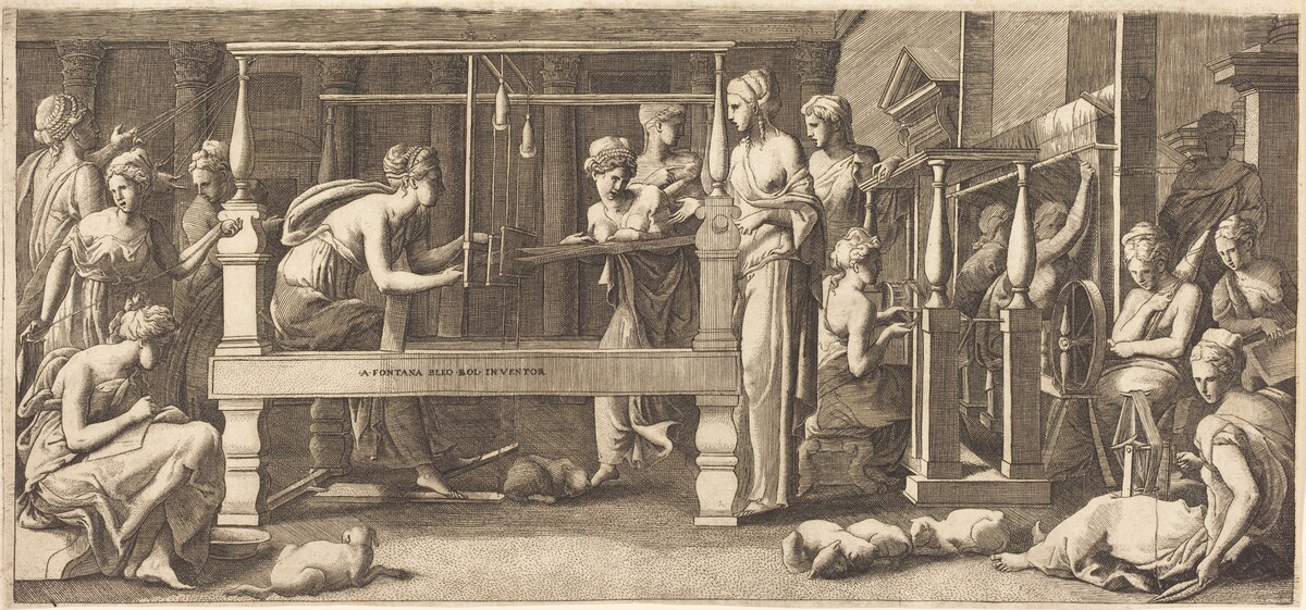 Penelope and Her Maids Weaving by Master FG, after Francesco Primaticcio
