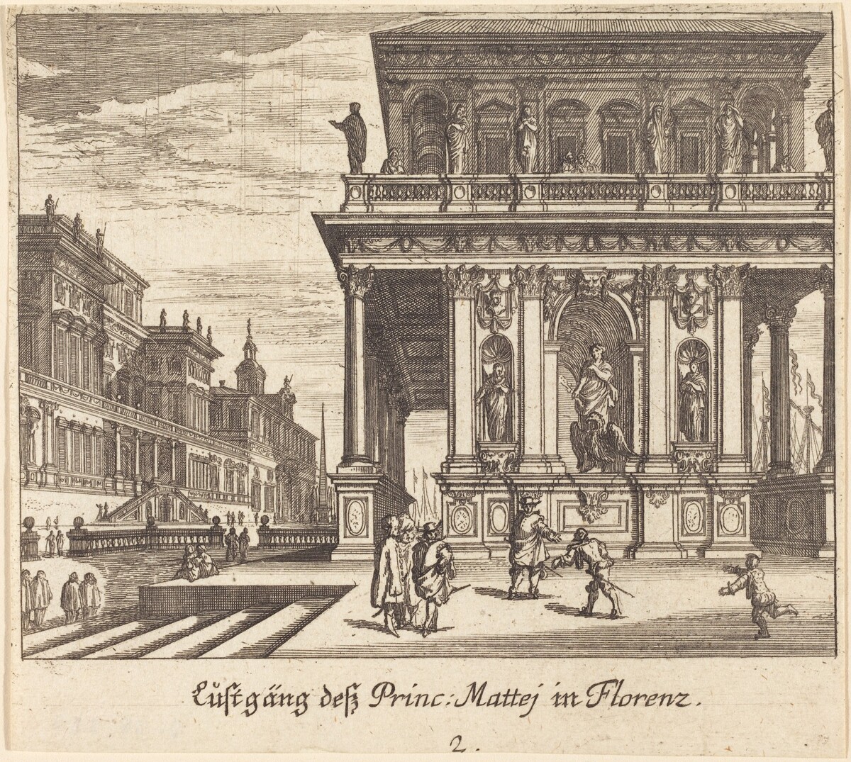 Palace, Florence by Melchior Küsel after Johann Wilhelm Baur