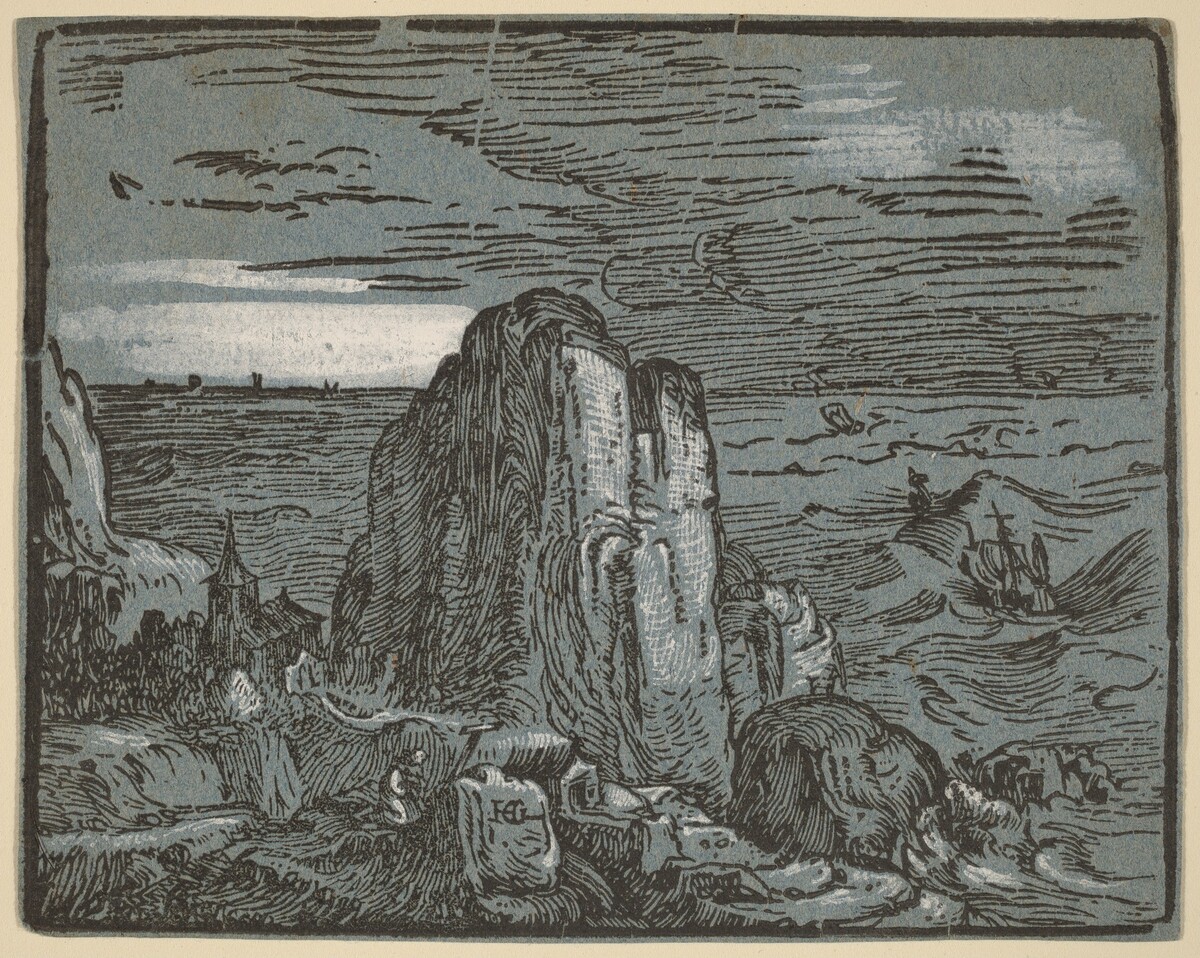 Cliff on a Seashore by Hendrik Goltzius