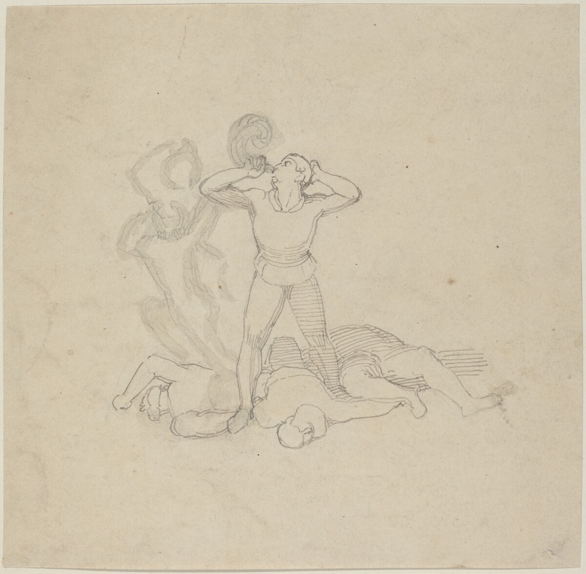 Figure Standing over Corpses, Blowing a Horn by John Flaxman