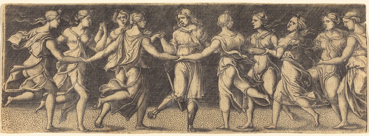 Apollo Dancing with the Nine Muses by German 16th Century