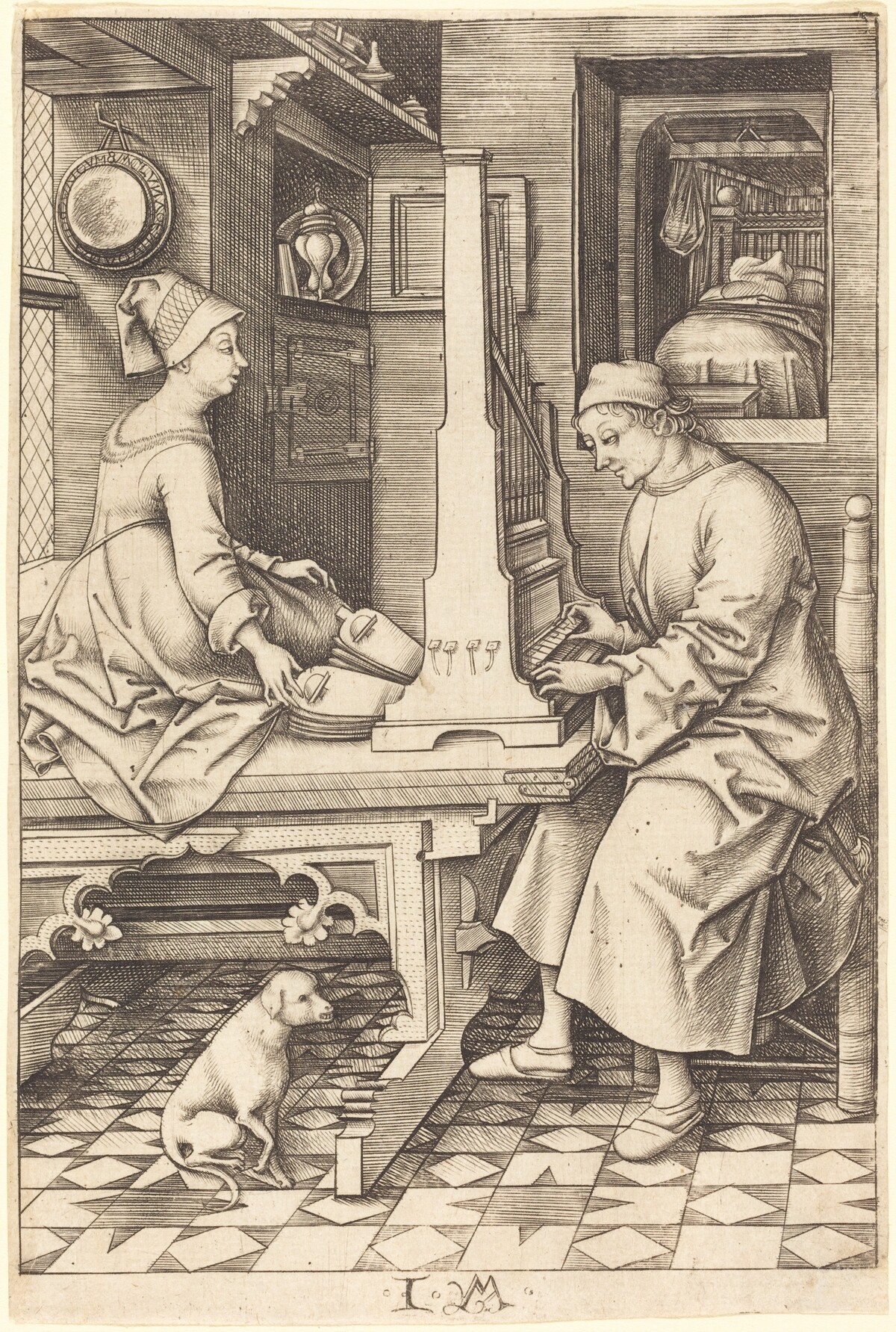 The Organ Player and His Wife by Israhel van Meckenem