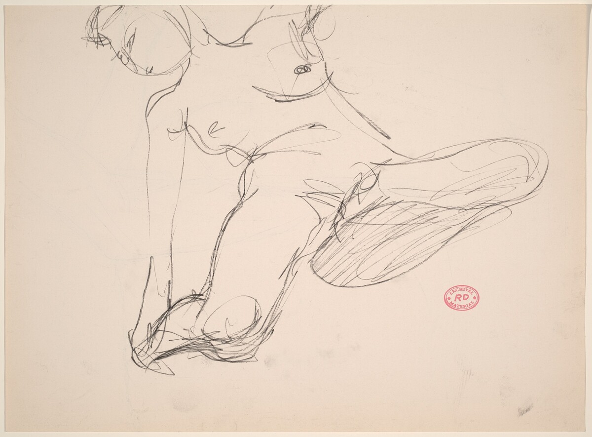 Untitled [female nude reaching for right ankle] [verso] by Richard Diebenkorn