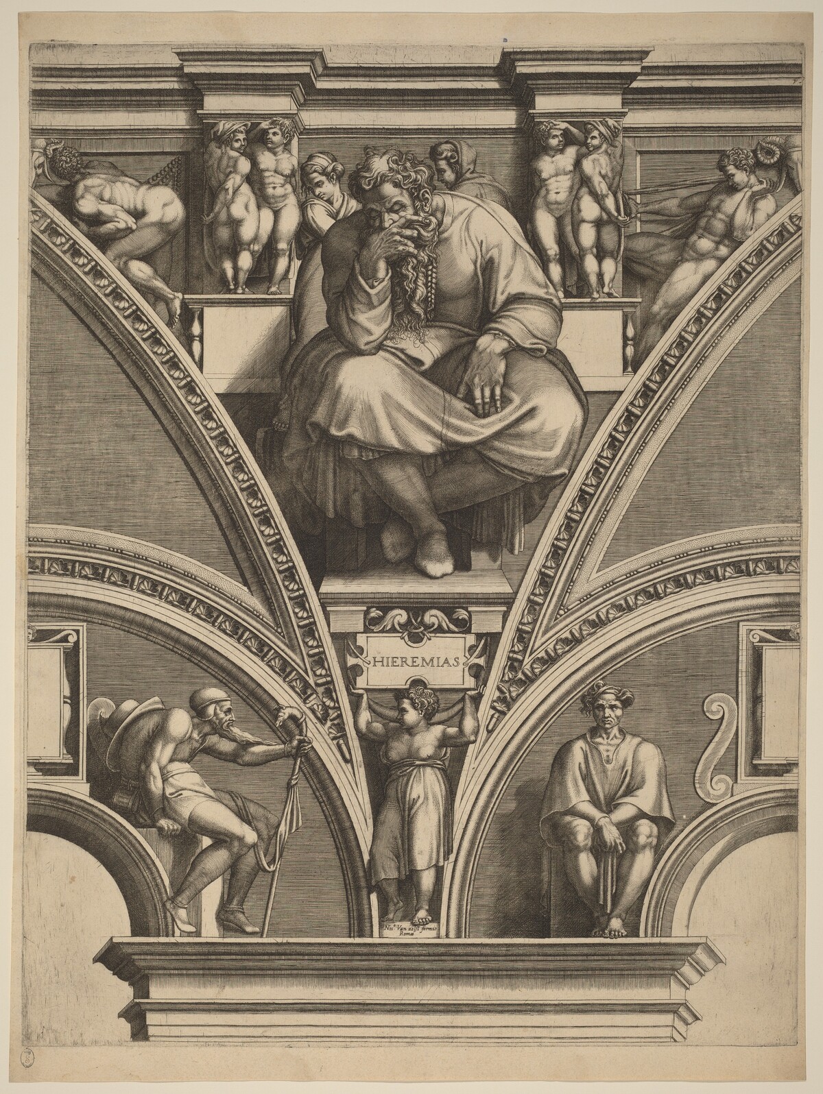 The Prophet Jeremiah by Giorgio Ghisi after Michelangelo