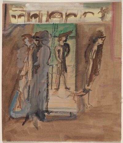 Figures Standing Near a Door