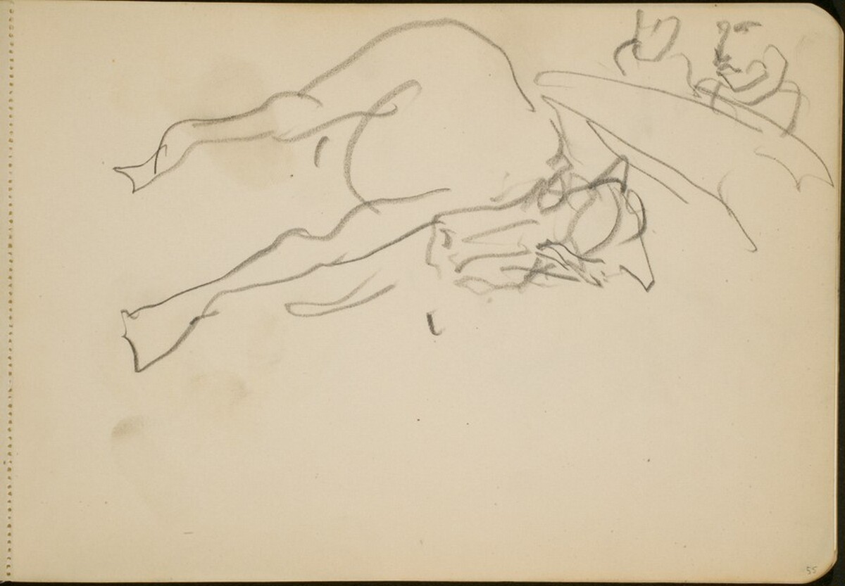 Liegendes oder gestürztes Pferd und Zuschauer (Reclining or Fallen Horse and Viewers) [p. 55] by Max Beckmann