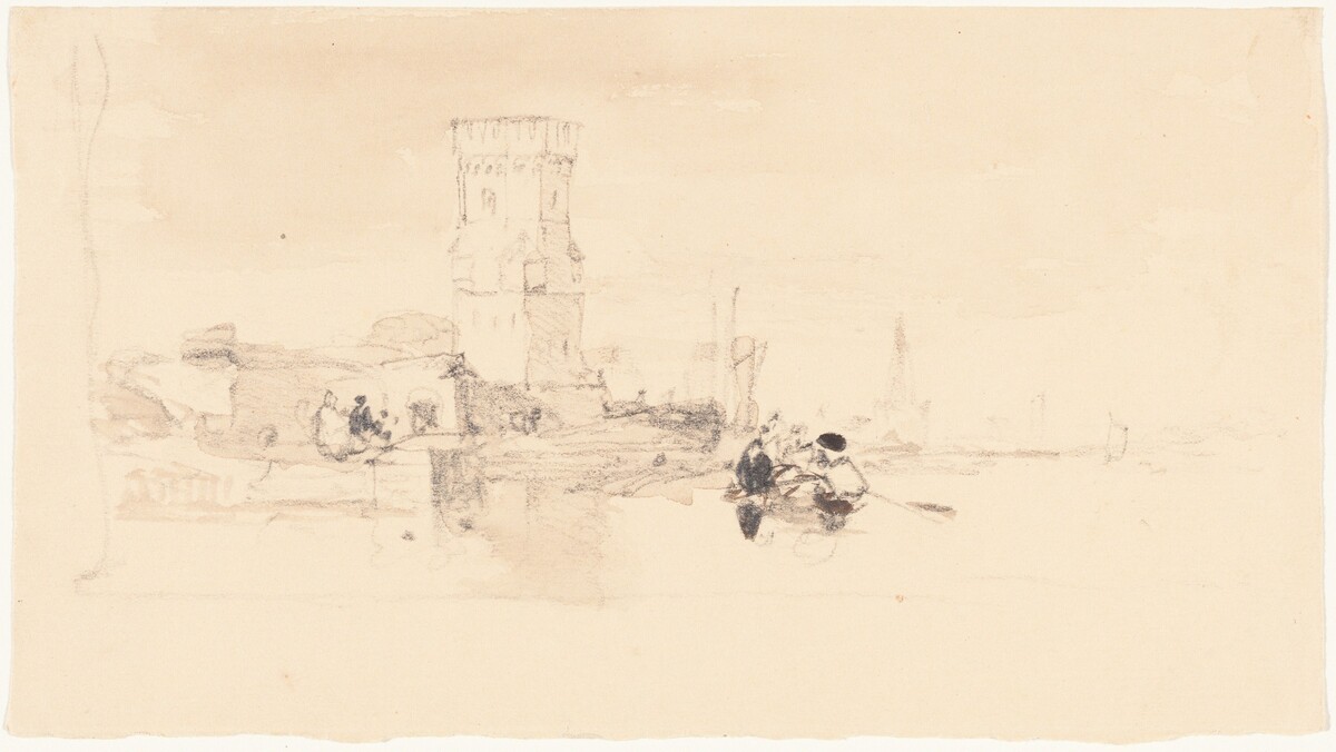 Tower Overlooking Water by William James Müller