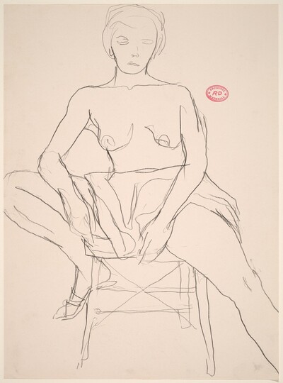 Untitled [shirtless model on a stool]