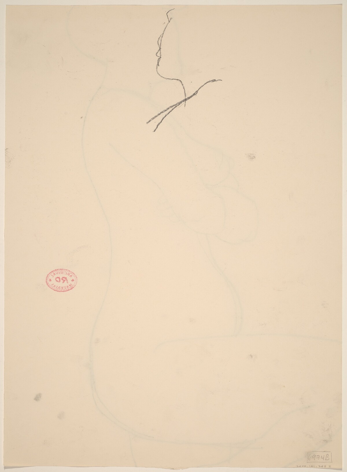 Untitled [sketch of a profile] [verso] by Richard Diebenkorn