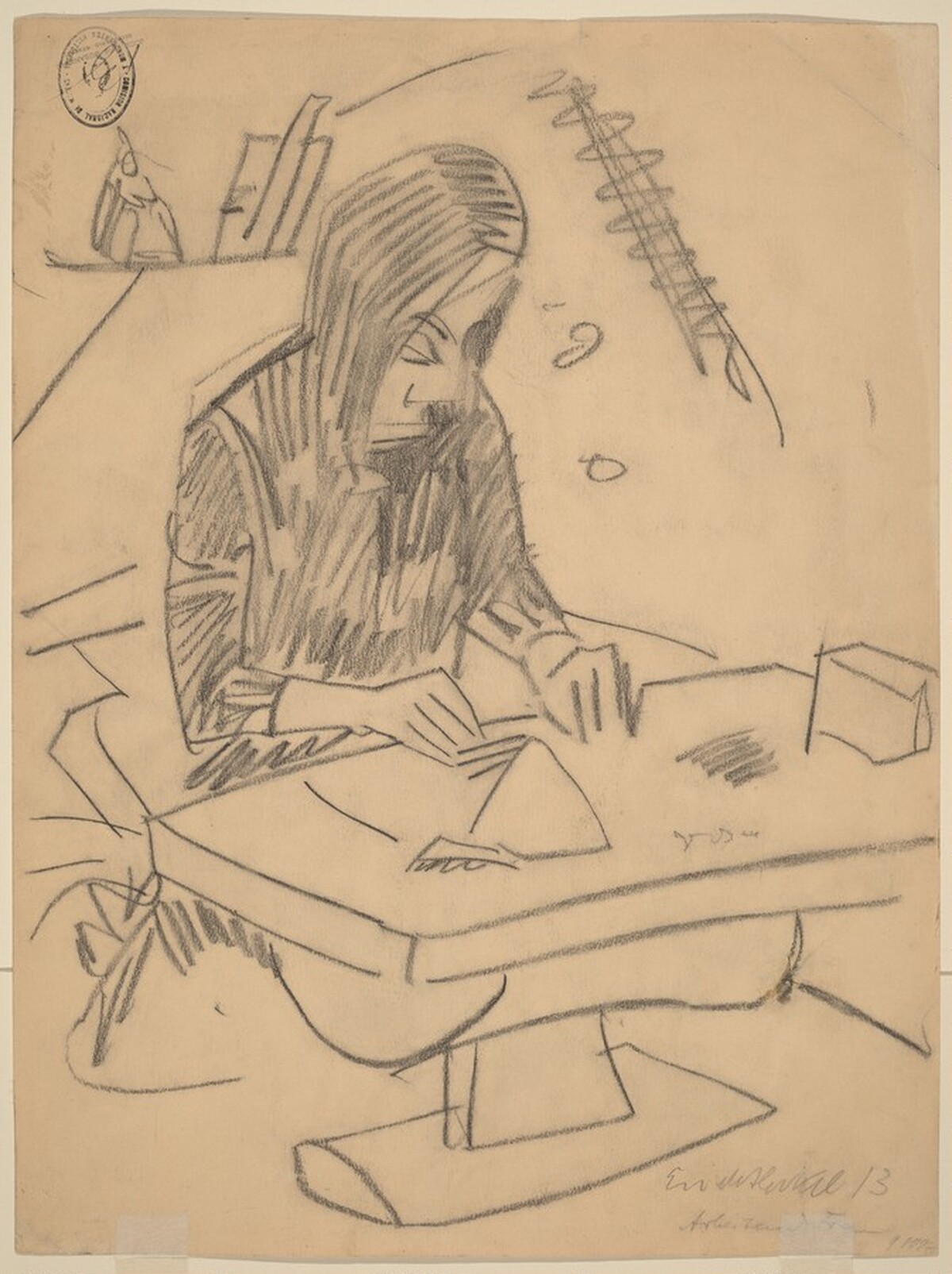 Arbeitende Frau [verso] by Erich Heckel