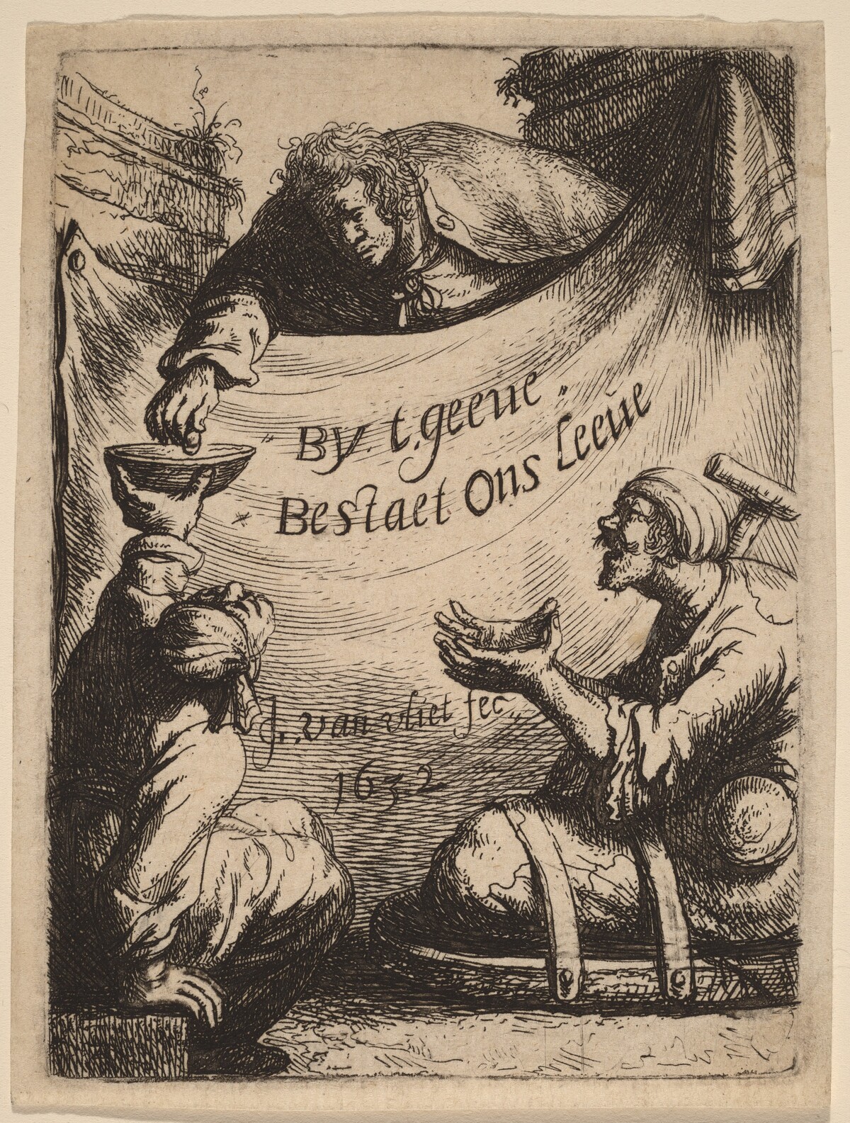Title Page: Two Cripples Receiving Alms by Johannes van Vliet
