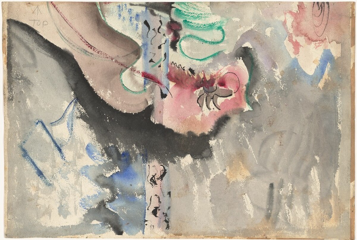 Abstract Composition in Black, Gray, Pink, Blue, and Green [verso] by Mark Rothko