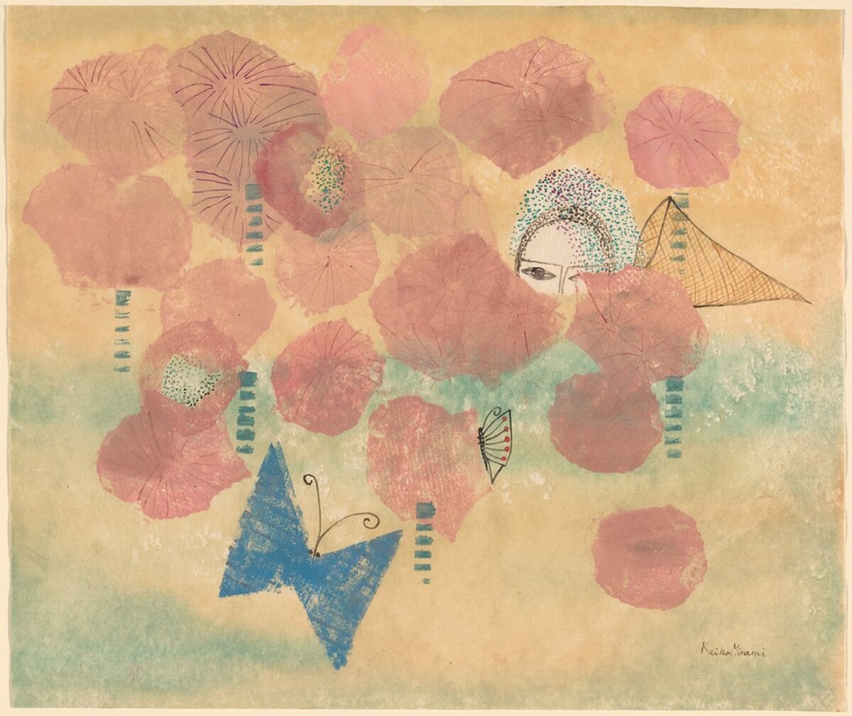 Poppies with Butterfly and Self-Portrait by Keiko Minami