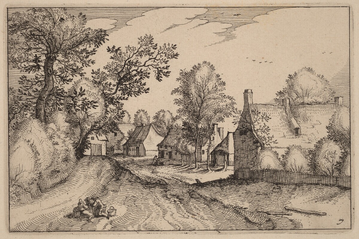 Village Road by Claes Jansz Visscher after Johannes van Doetechum, the Elder after Lucas van Doetechum after Master of the Small Landscapes