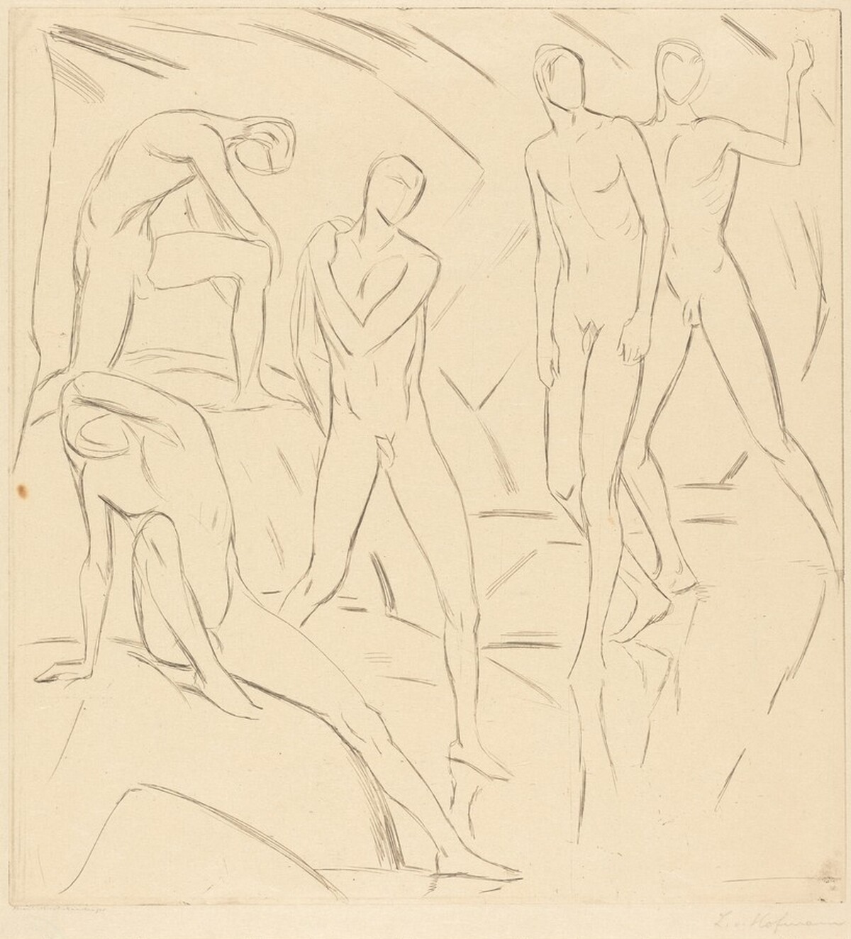 Composition with Five Nude Figures by Ludwig von Hofmann
