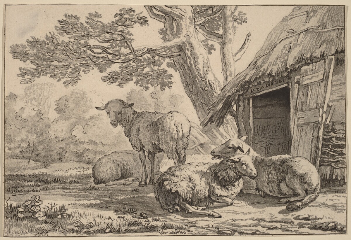 Sheepcote by Cornelis Ploos van Amstel (editor) and Cornelis Brouwer (printmaker), after Karel Dujardin
