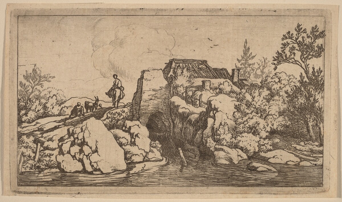 Horseman on a Stone Bridge by Allart van Everdingen