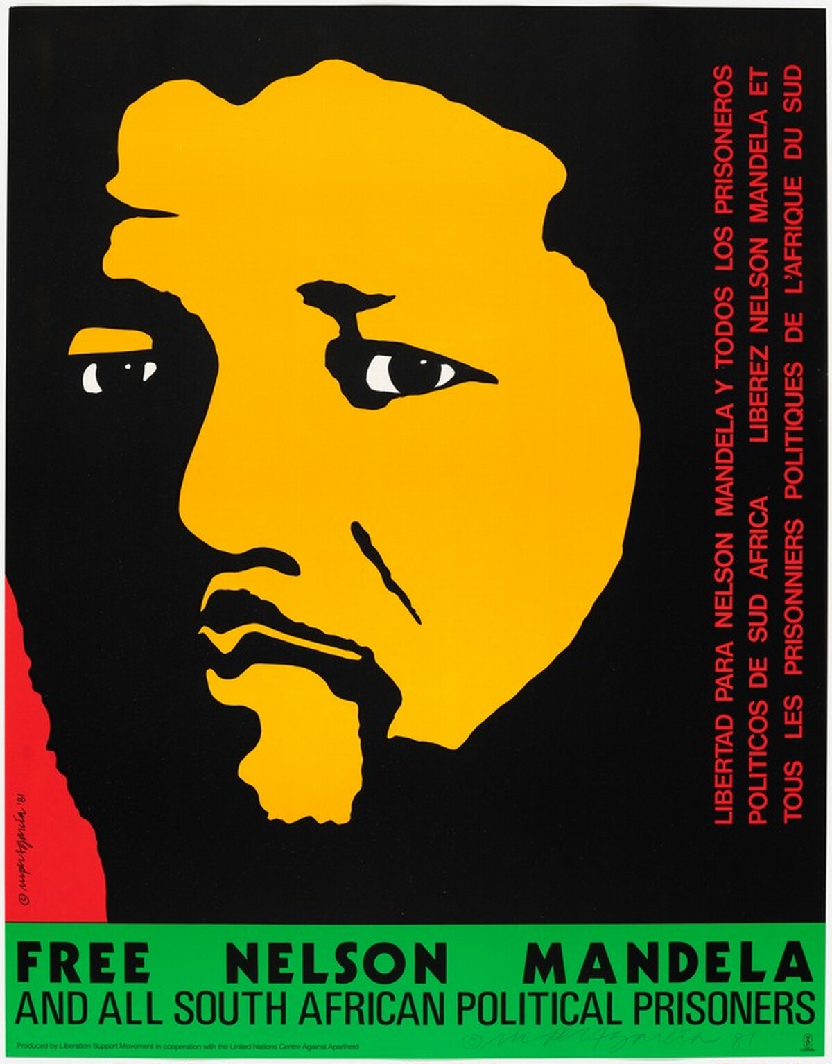 Free Nelson Mandela and All South African Political Prisoners by Rupert García