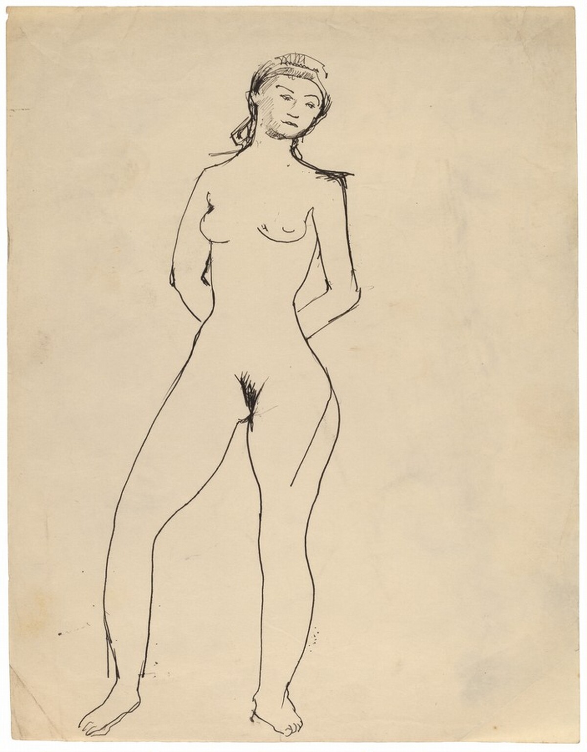 Frontal Nude, Right Leg Bent at Knee, Hands Behind by Mark Rothko
