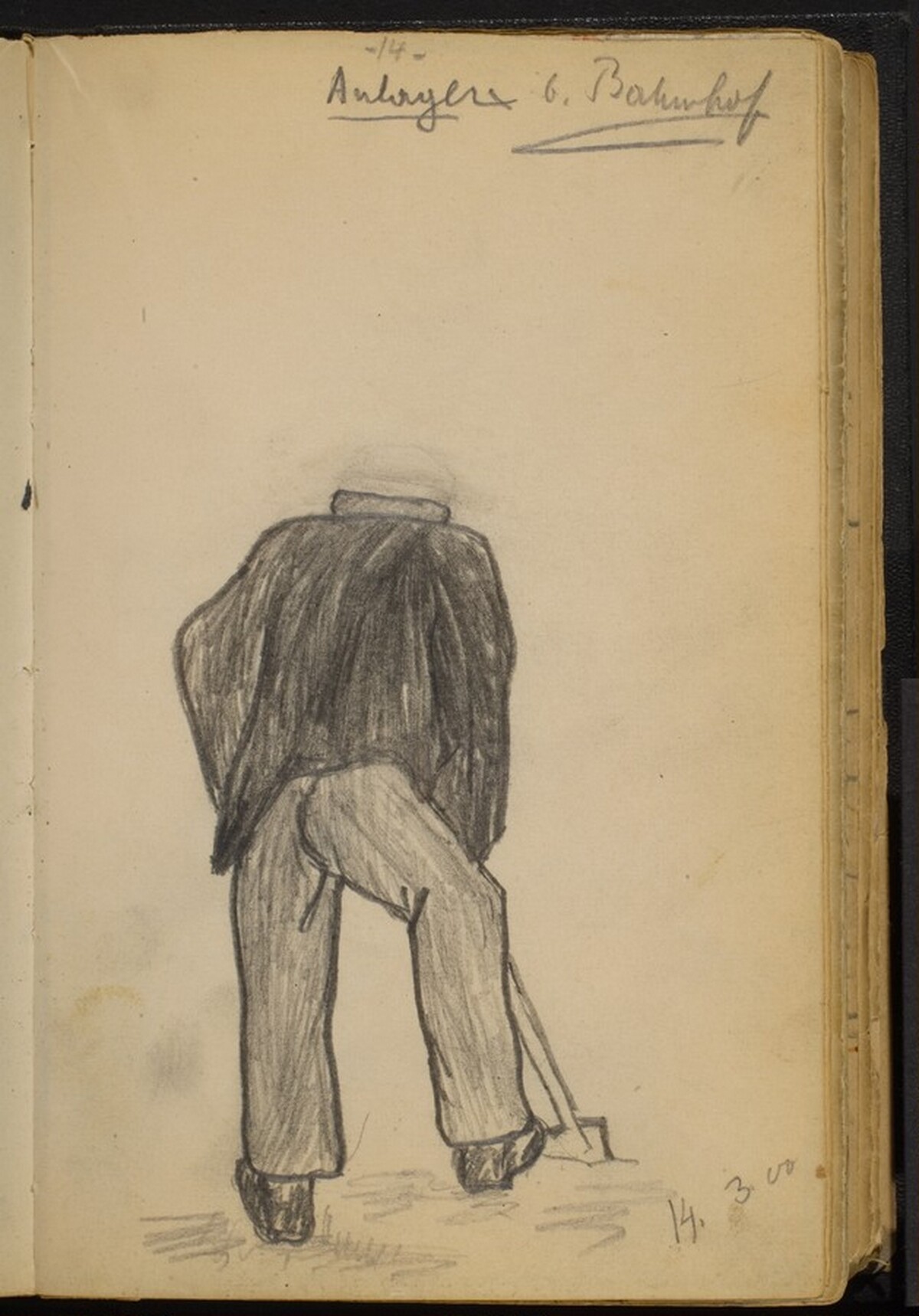Unfinished Study of a Man Shoveling by Max Beckmann