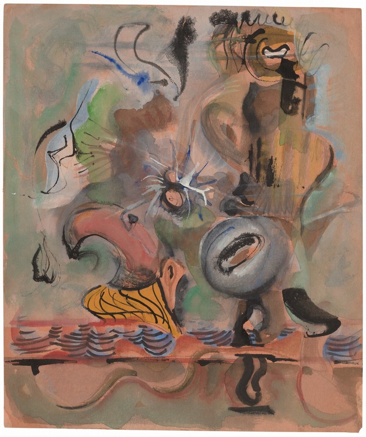 Abstract Composition in Black, Orange, Green, Blue, Gray, and White by Mark Rothko