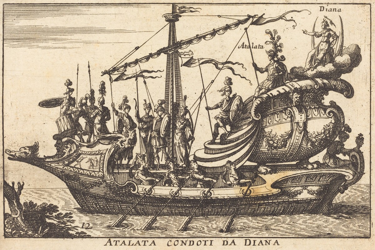 Atalata condoti da Diana by Balthasar Moncornet after Remigio Cantagallina