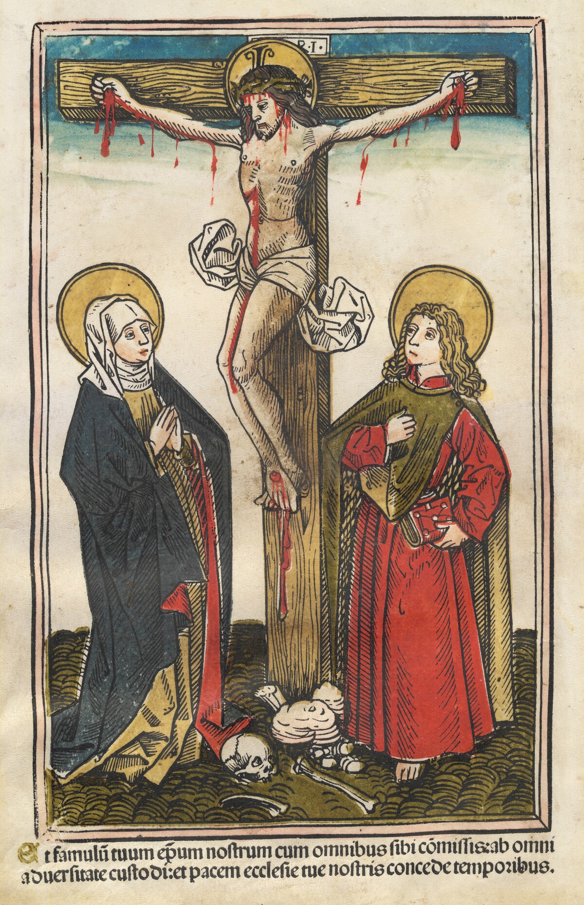 Christ on the Cross with the Virgin and Saint John by Augsburg 15th Century (and attributed to Hans Burgkmair?)