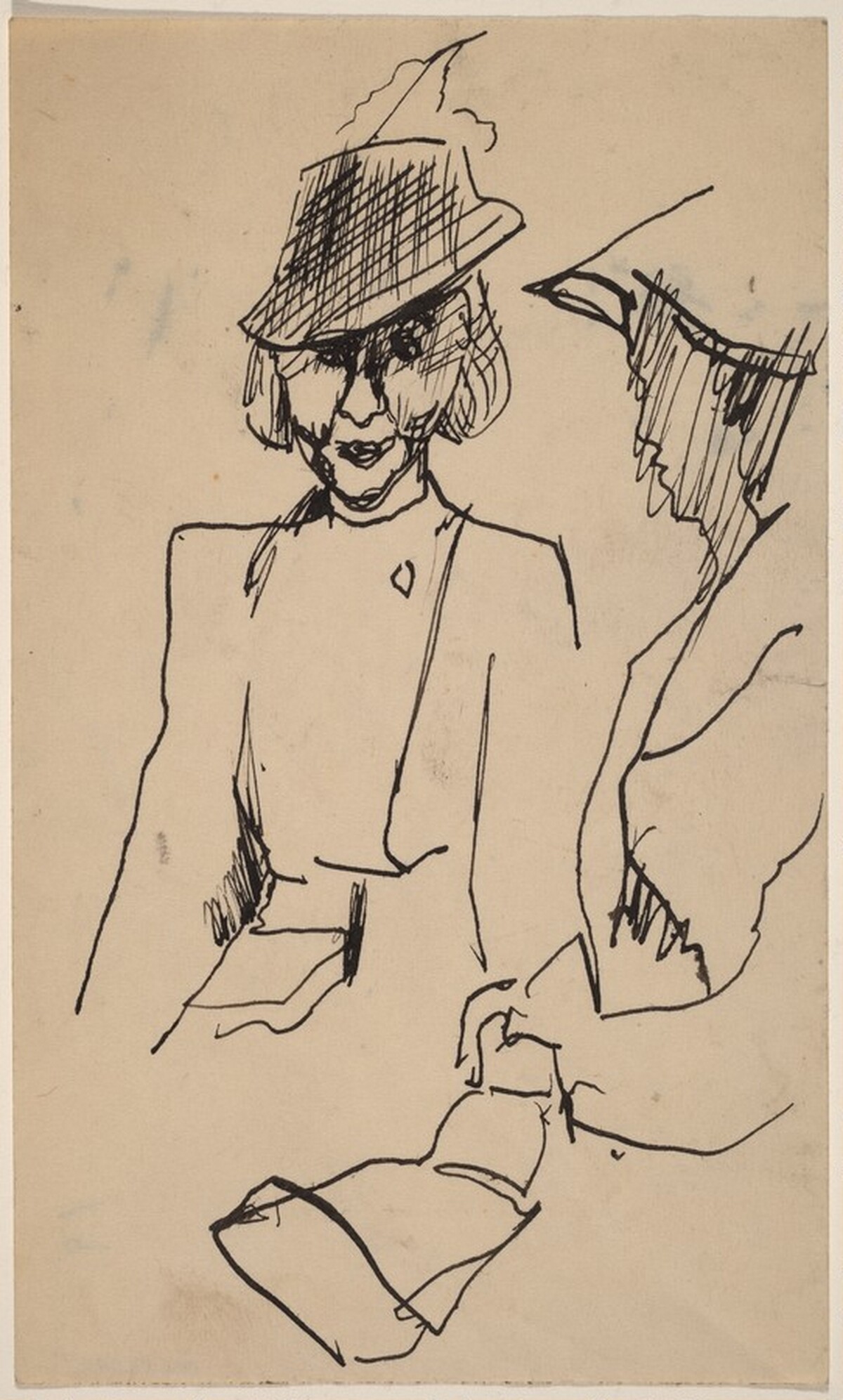 Two Seated Female Figures with Hats, Right Figure in Profile to Left by Mark Rothko