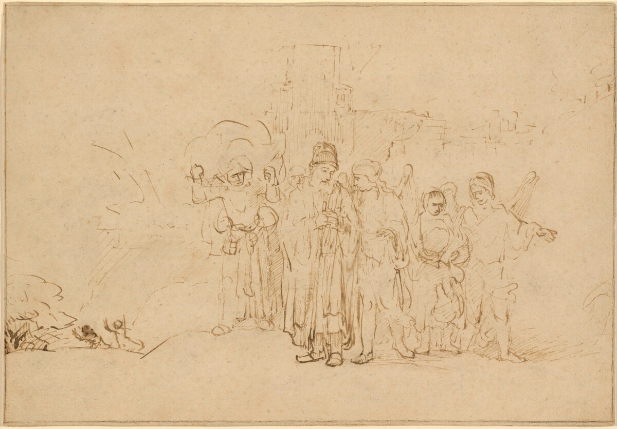 Lot and His Family Leaving Sodom by attributed to Aert de Gelder