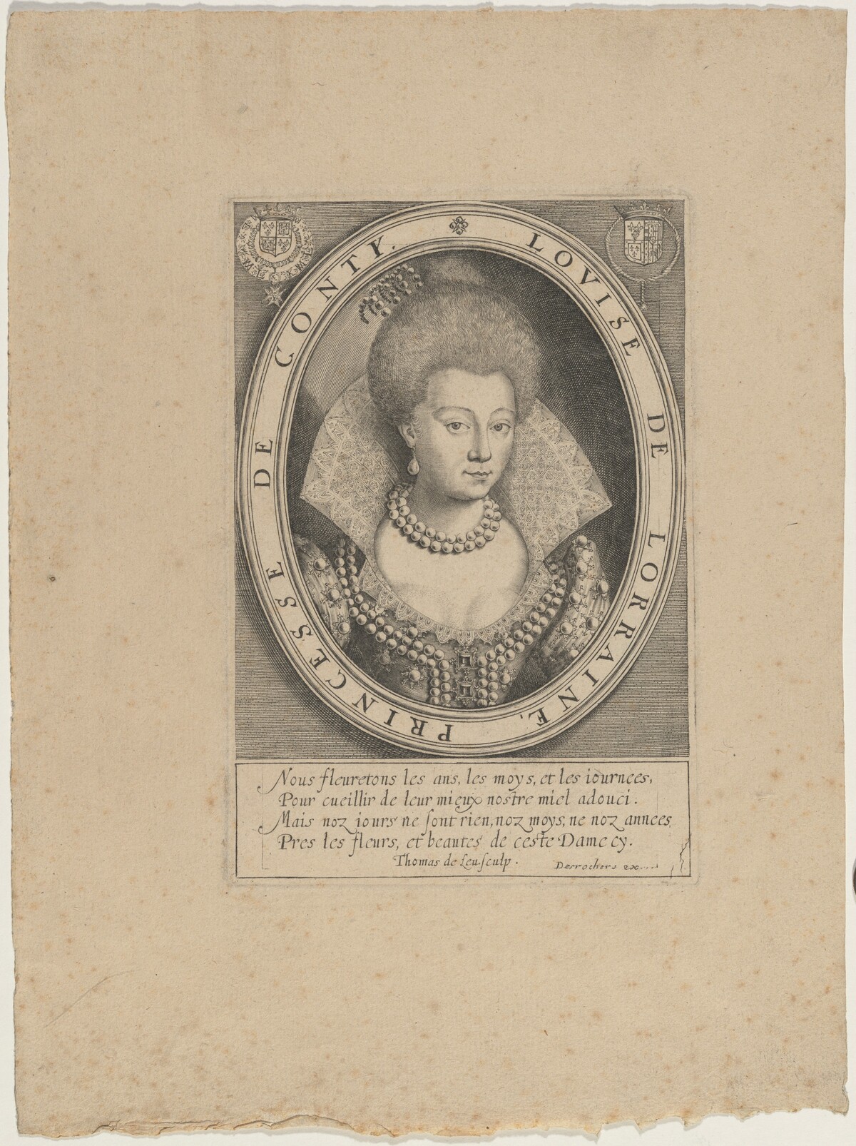 Louise Marguerite de Lorraine, Second Wife ofFrancois, Prince of Conti by Thomas de Leu
