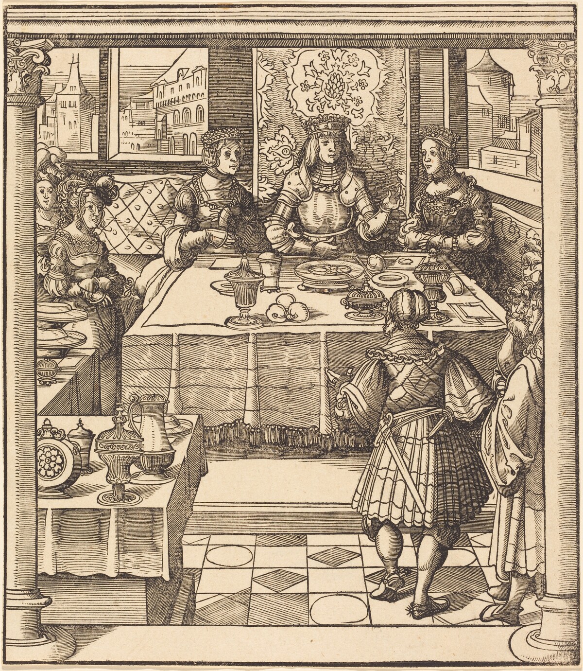 The Young White King between the Queen and Princess of the Feuereisen by Leonhard Beck