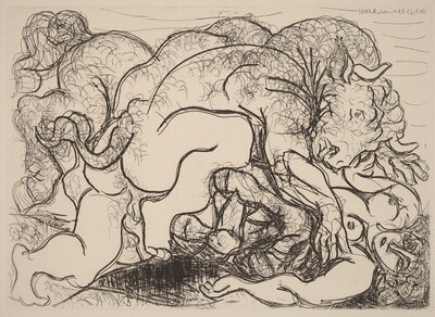 Minotaur Loving a Female Centaur (Minotaure amoureux d'une femme-centaure)