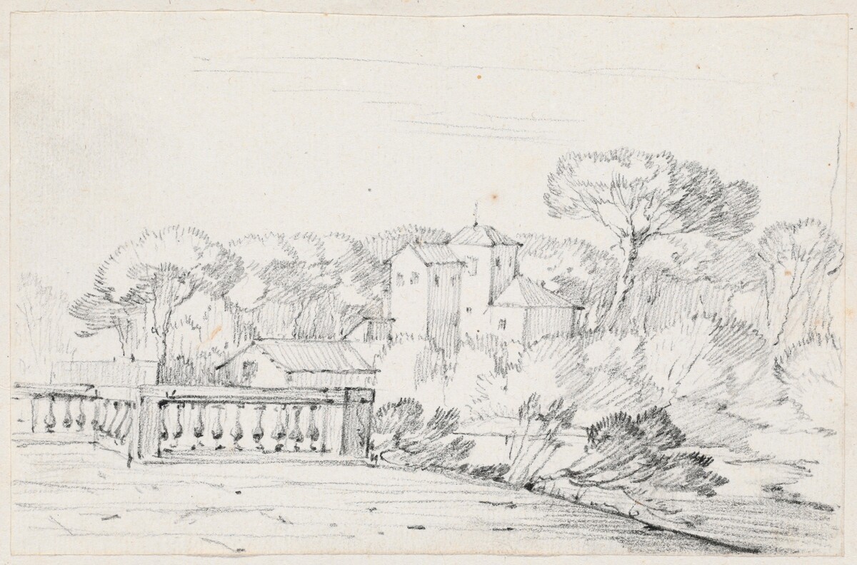 Terrace by a River with a Villa and Trees Beyond by Joseph-Marie Vien