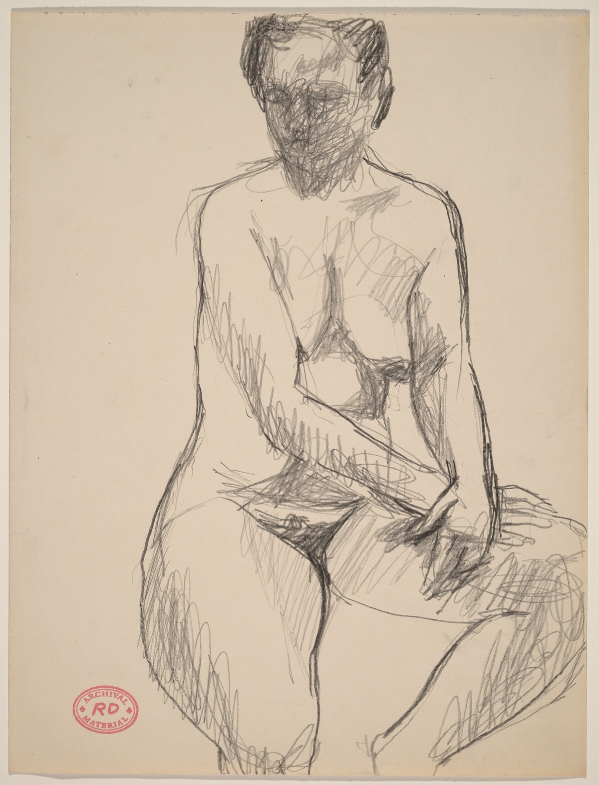 Untitled [nude seated and resting her hands on her left thigh] by Richard Diebenkorn