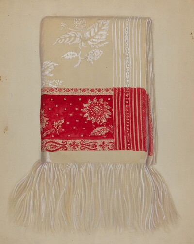 Linen - Red Border with Sunflower