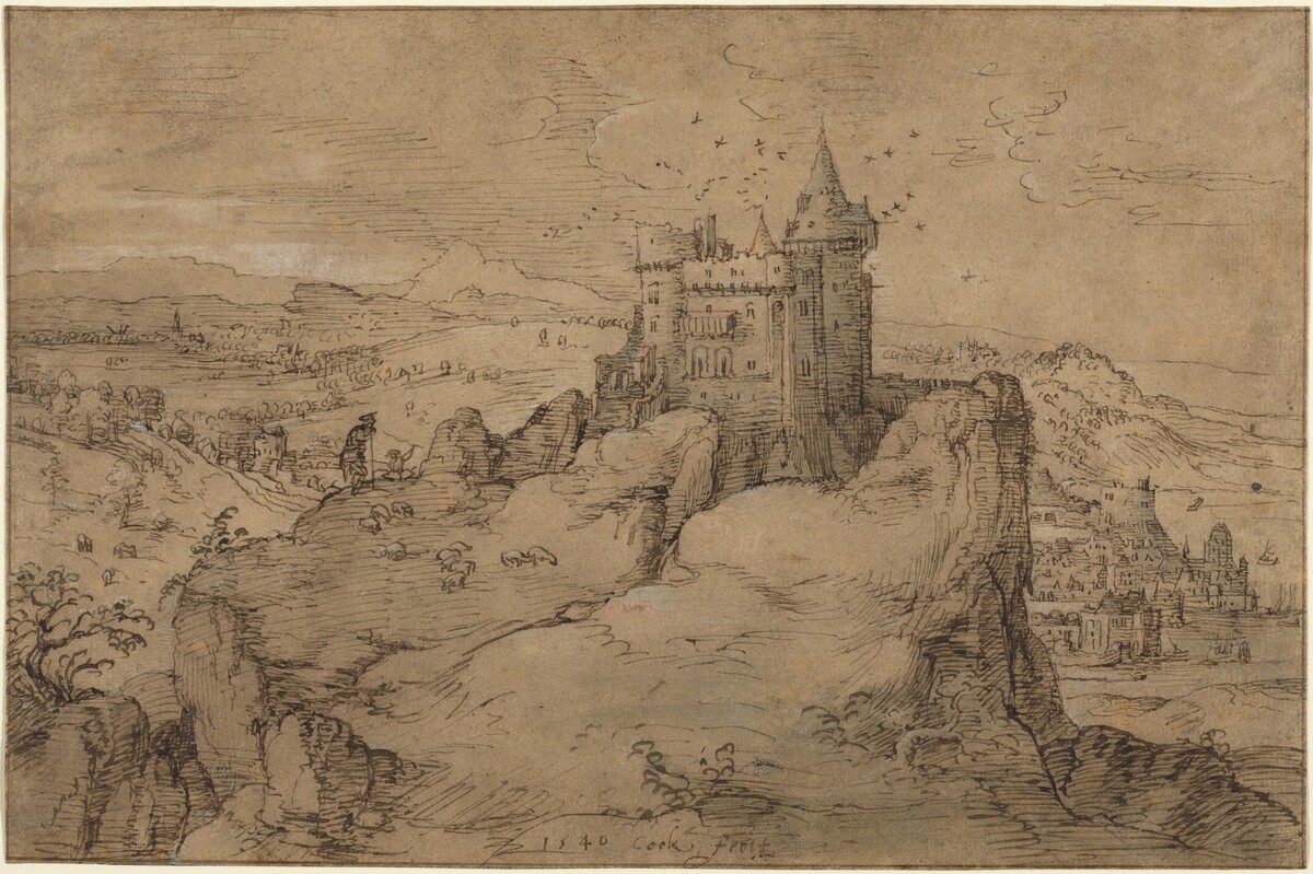 Landscape with Castle above a Harbor by Matthys Cock