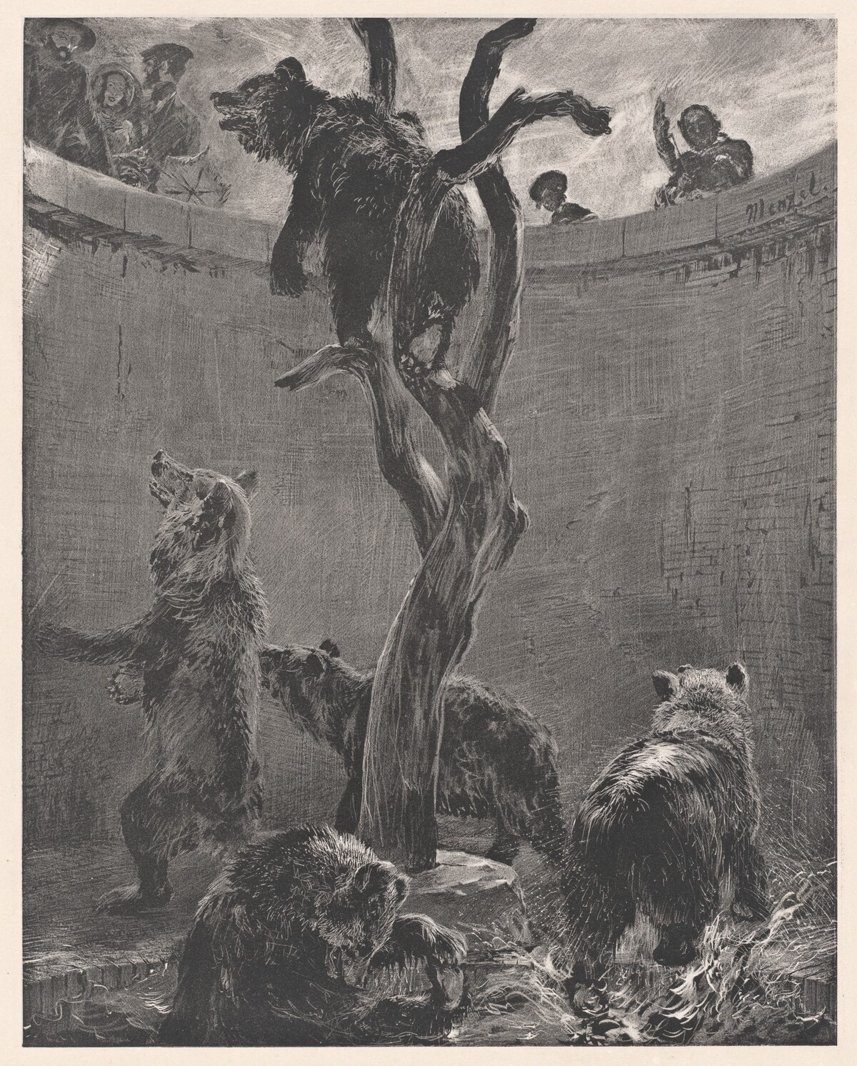 Der Bärenzwinger im zoologischen Garten (The Bear Pit in the Zoological Gardens) by Adolph Menzel