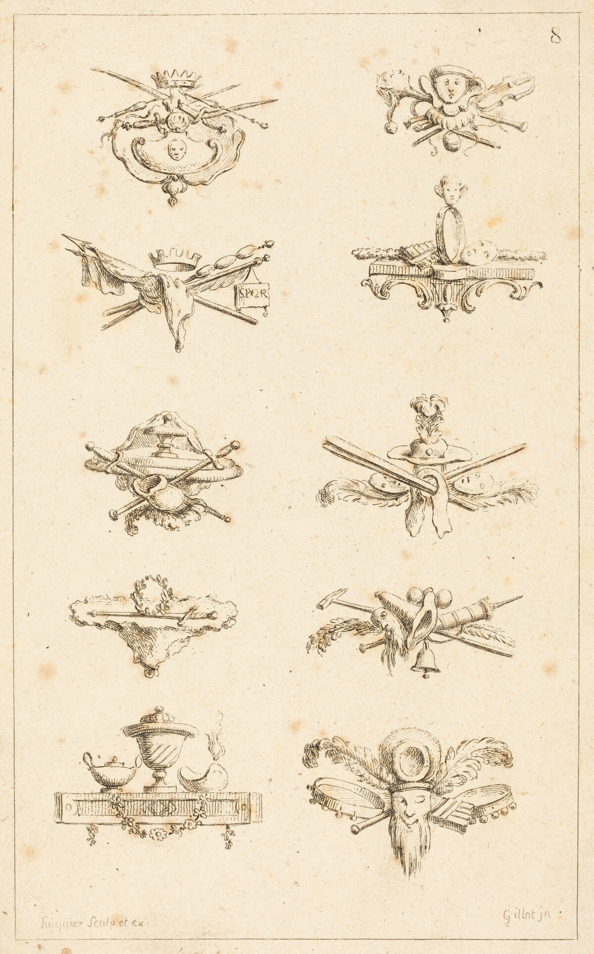 Designs for Tail-Pieces: pl. 8 by Gabriel Huquier after Claude Gillot