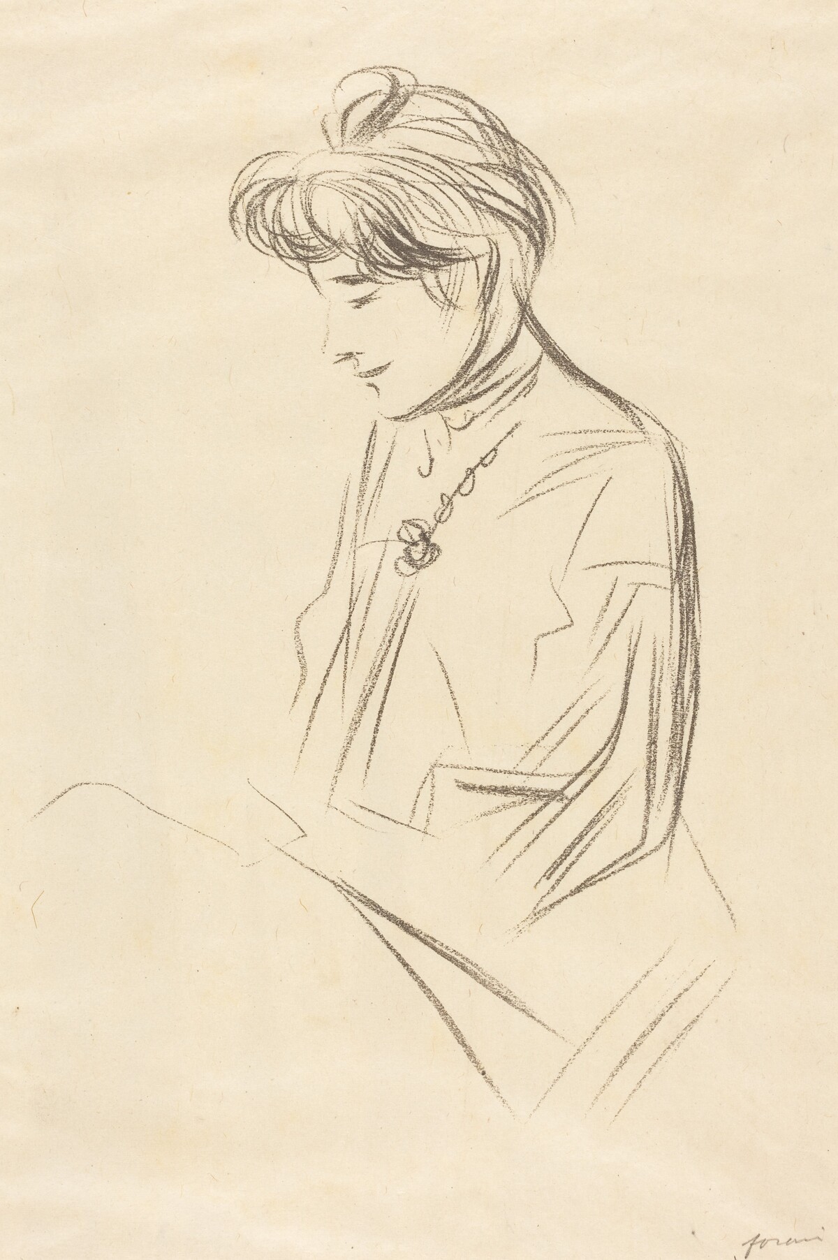 Etude de femme assise, en buste de profil (Study of a Seated Woman, Half-Length in Profile) by Jean-Louis Forain