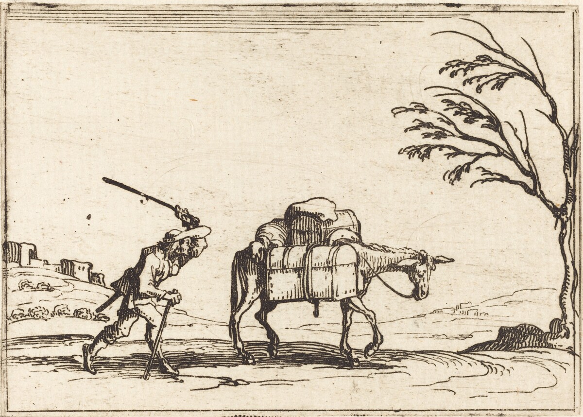 Peasant Whipping his Donkey by Jacques Callot
