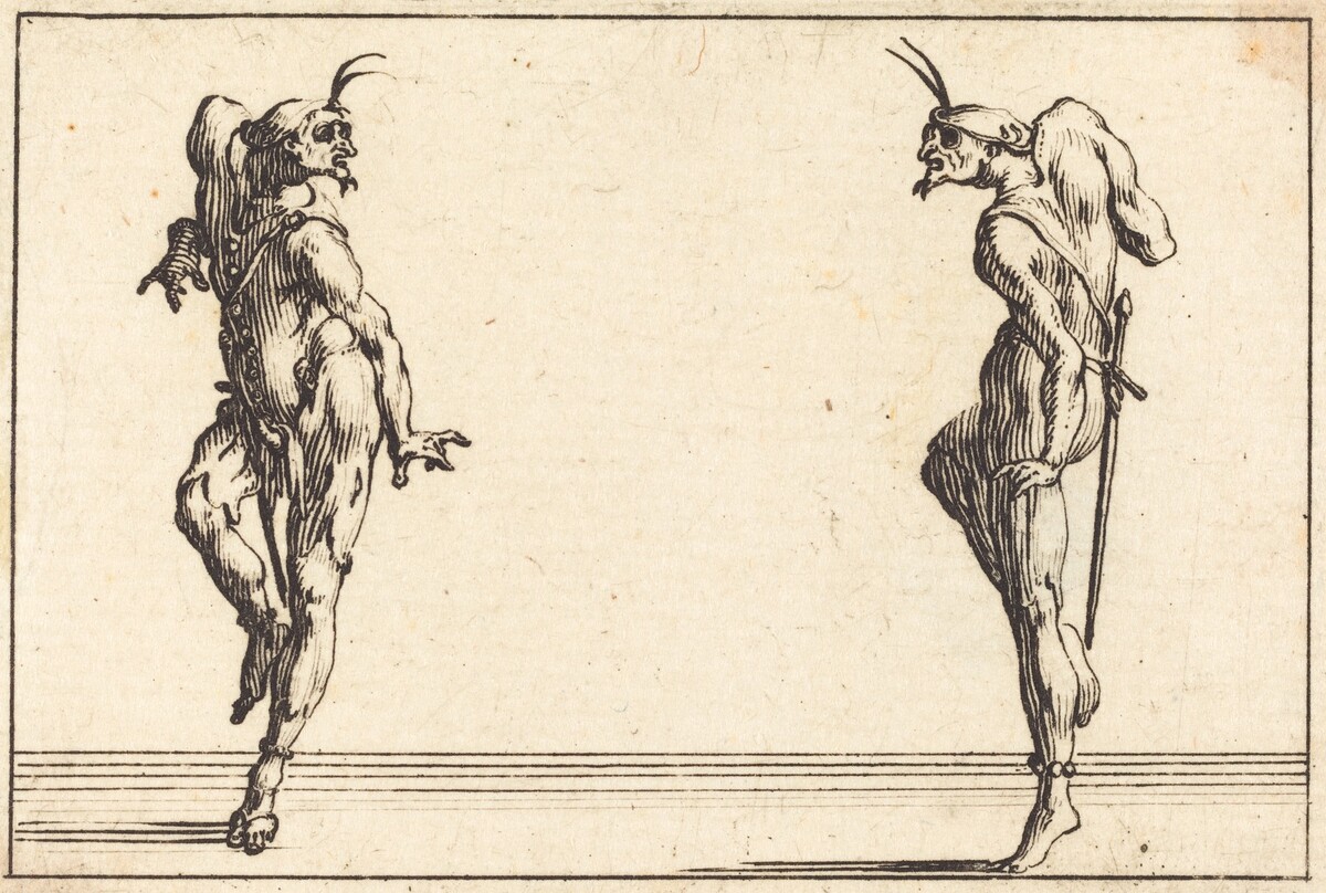 Two Pantaloons Dancing by Jacques Callot