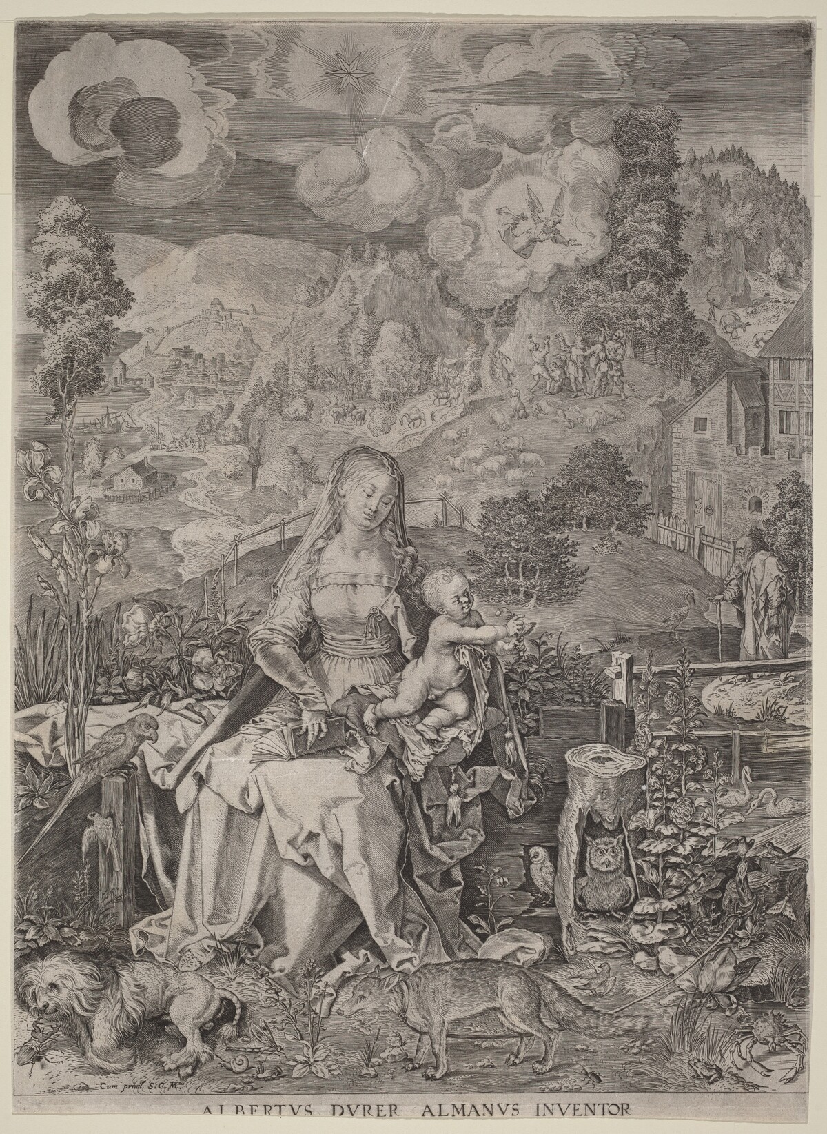 Virgin and Child in a Landscape by Aegidius Sadeler II after Albrecht Dürer