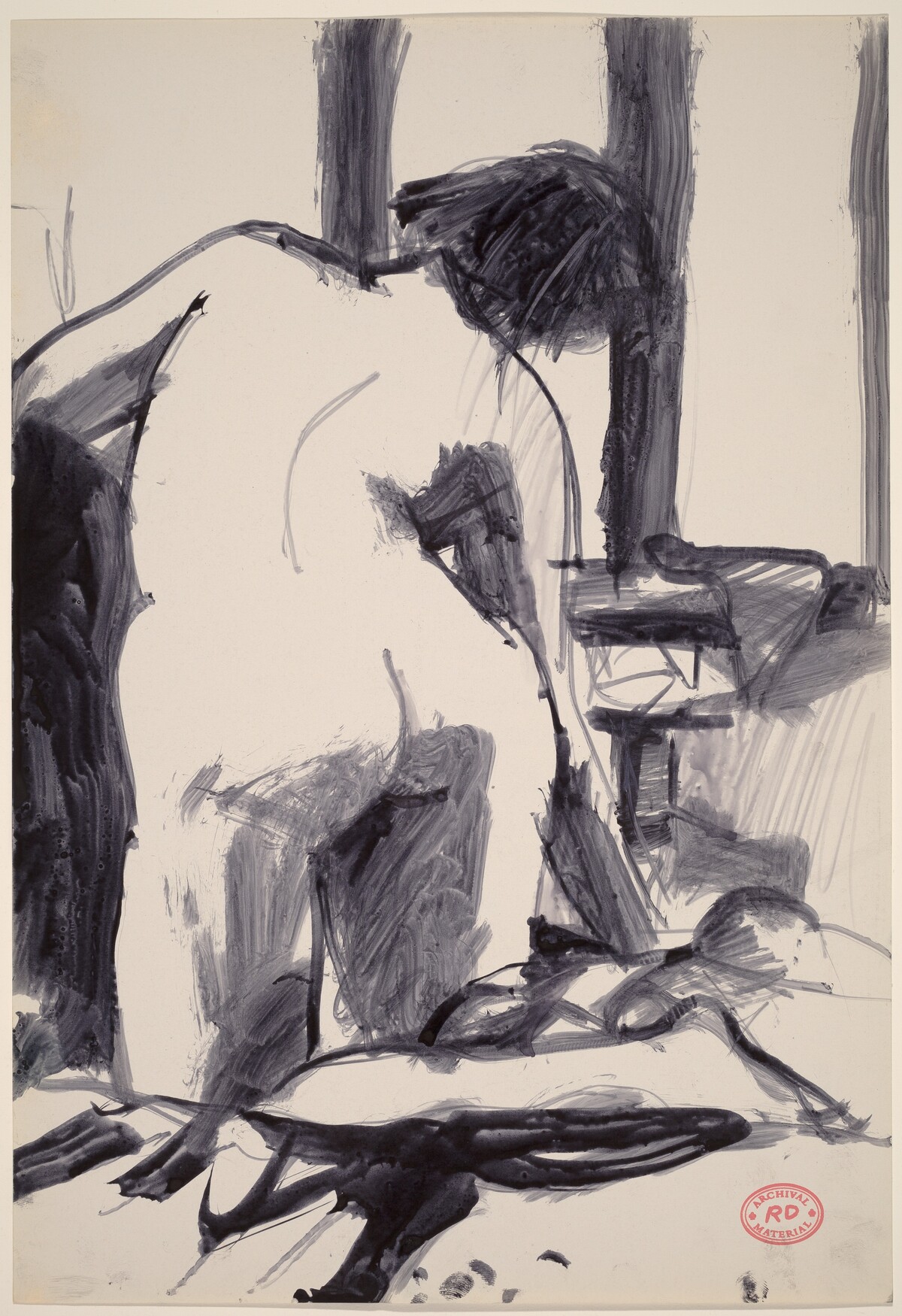 Untitled [back view of kneeling female nude] by Richard Diebenkorn