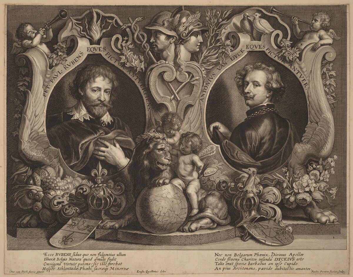 Rubens and van Dyck, a Double Portrait by Paulus Pontius, after Sir Anthony van Dyck and Erasmus Quellinus II