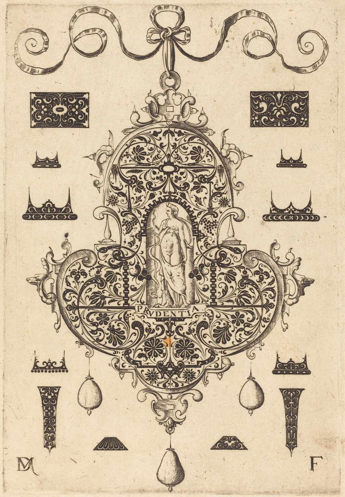 Large Pendant, Prudence Standing at Centre by Daniel Mignot