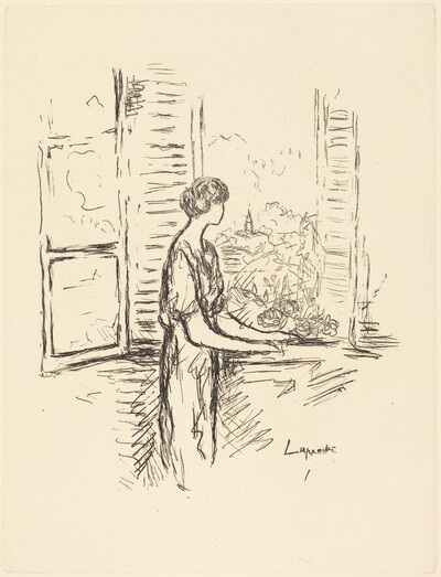 Woman Standing by an Open Window